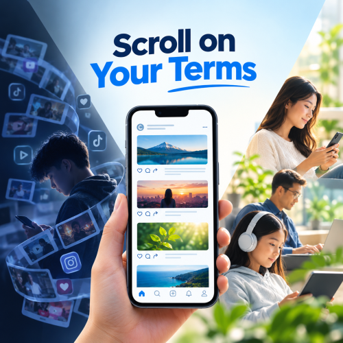 Smartphone displaying a clean, chronological social media feed without engagement-driven algorithms.