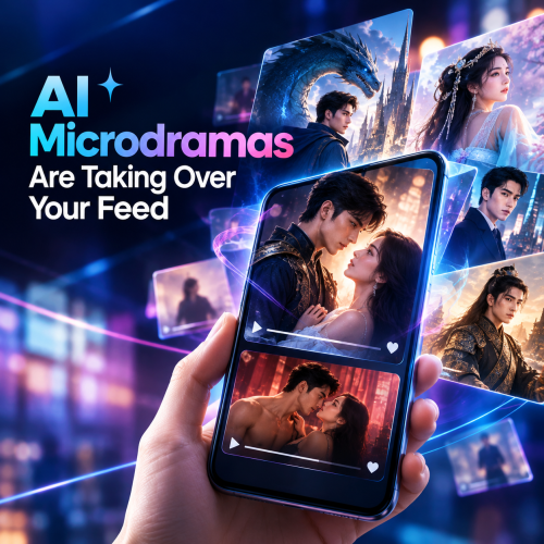 AI microdramas taking over social media feeds on a smartphone